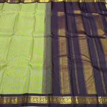 Sarasangi- Gorgeous Pastel Green offwhite Kasakasa podikattam with Deep Kanchana Purple Handwoven Pure Jari Korvai Kanjivaram Silk with beautiful borders rich pallu and contrast woven blouse