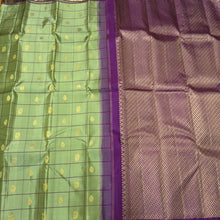 Pastel Green with Purple 1000 Buttas Borderless Handwoven Pure Jari Kanjivaram Silk Saree Beauty