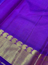 Sneha Green Purple Handwoven Pure Jari Korvai Kanjivaram Silk Saree Beauty 3.5 inches borders