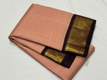 Geva with Dark Coffee Brown Korvai Handwoven Pure Jari Kanjivaram Silk Saree with rich annapakshis woven beautiful borders gorgeous and finely woven pallu and contrast woven blouse