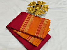 Red with Golden Mustard Buttas with Continuous Thodar Elephant  Motifs Pallu and Doublepet Borders Beauty