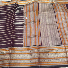 Deep Coffee Brown Beldhari Striped Zariless Handwoven Premium Kanjivaram Silkcottons Beauty