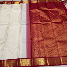 Sarasangi- Beautiful Offwhite with Arakku Handwoven Pure Jari Korvai Kanjivaram Silk with rich woven borders gorgeous pallu and contrast woven blouse