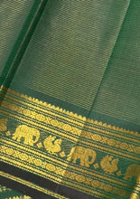 Sahana- Stunning Deep Green Vairaoosi with Buttas Handwoven Pure Jari Kanjivaram Silk with beautiful bird buttas woven body with rich borders pallu and self colored blouse