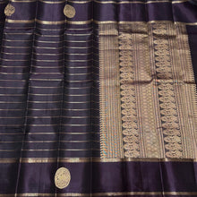 Deep Pakku (Beetlenut) Brown Handwoven Pure Kanjivaram Silk saree in Jari Neli Beldhari woven body with Gandaberundas and Yazhis butta woven borders rich pallu and self colorer blouse beauty