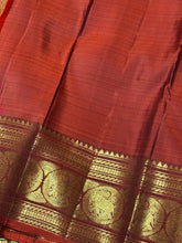 Gorgeous Chocolate Brown with Burnt Orange Handwoven Pure Kanjivaram Silk Saree with beautiful buttas rich borders and pallu woven body with a contrast woven blouse