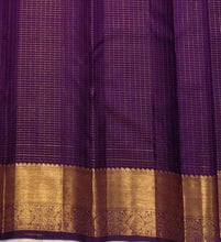 Vaibhogam- Deep Purple with Gold Handwoven Pure 2 gram Jari Kanjivaram Silk with Buttas Jarioosi Checked beautiful body with rich borders pallu and self colored blouse