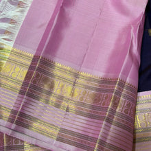 Vaibhogam-Stunning Dual tone Deep Beetlenut Brownish Purple with Pastel Pink Handwoven Pure Jari Korvai with buttas Kanjivaram Silk with beautiful varisaipet borders rich pallu and contrast woven blouse