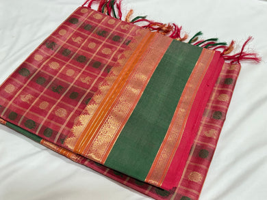 Mesmerising Salmon Pink 1000 Buttas in Deers Mayil Chakrams Handwoven Premium Pure Kanjivaram Silkcotton Saree Beauty