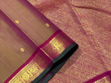 Dual tone Beige Short Sampanga with Reddish Pink Buttas Handwoven Pure Jari Kanjivaram Silk Saree Beauty