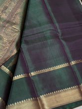Vintage Weave-Deep Double Tone Bottle Green Handwoven Pure Jari Kanjivaram Silk Saree with Jari Oosi Kattam with Gandaberunda and Yazhis woven Borders rich pallu beauty