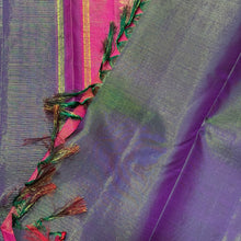 Dual tone Magenta and Green Short Body with Red Vairaoosi with Buttas Handwoven Pure Jari Kanjivaram Silk Saree with rich pallu and contrast woven blouse beauty