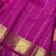 Vaibhogam- Gorgeous Multichecks Palum Pazhamum Checks with Buttas and Jari Lines woven beautiful body with rich borders stunning pallu and contrast pink jari striped blouse