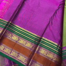 Olive Green with Deep Magenta Buttas Handwoven Pure Jari Kanjivaram Silk Saree with Varisaipet Borders beauty