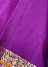 Beautiful Purple with Purplish Magenta Handwoven Pure Kanjivaram Silk Saree with classy borders seer pallu and contrast woven blouse