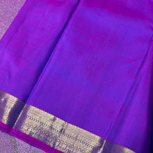 Deep Prussian Blue with Purple Buttas Handwoven Pure Kanjivaram Silk Saree with small borders rich pallu and contrast woven blouse beauty