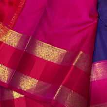 Vaibhogam- Stunning Deep Meenakshi Blue with Tomato Pink Buttas Handwoven Pure 2g Jari Korvai Kanjivaram Silk with rich borders beautiful Birds woven pallu and contrast woven blouse