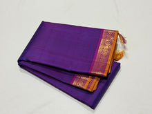 Beautiful Purple with Purplish Magenta Handwoven Pure Kanjivaram Silk Saree with classy borders seer pallu and contrast woven blouse