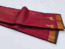 Arakku Red with Gold Vairaoosi with Border Deer Buttas Handwoven Pure Jari Kanjivaram Silk Saree Beauty