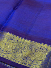 Orange with Violetish Blue Handwoven Pure Jari Korvai Kanjivaram Silk Saree Beauty