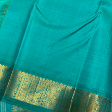 Beautiful Beige with Turquoise Green Handwoven Pure Jari Korvai Kanjivaram Silk with beautiful Yazhis and Annapakshis woven borders rich pallu and contrast woven blouse