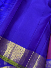 Dual tone Purple shade with Meenakshi Blue with Rudraksha pet borders rich pallu and contrast woven blouse