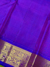 Sneha Green with Violetish Purple Korvai Handwoven Pure Jari Kanjivaram with intricate borders rich pallu and contrast woven blouse beauty