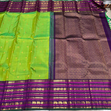 Gorgeous Sneha Green with Deep Purple Handwoven Pure Jari Korvai Kanjivaram Silk Saree with rich kamalam buttas woven body with elephants and annapakshis woven varisaipet broad borders gorgeous pallu and contrast woven blouse