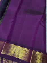 Sarasangi-Gorgeous Abirami with Deep Purple Handwoven Pure Jari Korvai Kanjivaram Silk with beautiful yazhi and annapakshi woven borders rich pallu and contrast woven blouse