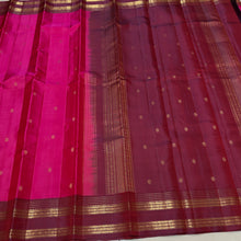 Sahana- Gorgeous Shocking Pink Purplish Brown Buttas Handwoven Pure Kanjivaram Silk with beautiful doublepet borders rich pallu and contrast blouse