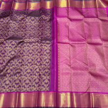 Deep Purple with Wine Brocade Vanasingaram Style Handwoven Pure Kanjivaram Silk Saree Beauty