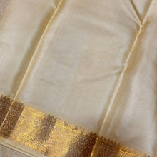 Deep Blue with Creamish White Buttas Korvai Handwoven Pure Kanjivaram Silk Saree with rich borders pallu and contrast woven blouse