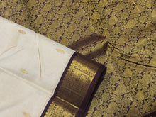 Sarasangi-Gorgeous Offwhite with Coffee Brown Handwoven Pure Korvai Kanjivaram Silk Saree with rich beautiful yazhis and annapakshis woven borders rich pallu and contrast woven blouse