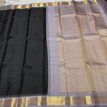 Black with Lavendar Korvai Handwoven Pure Kanjivaram Silk Saree Beauty
