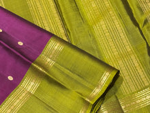 Dark Wine with Sampangi Green Buttas with Rettapet Borders Handwoven Pure Classic Simple Kanjivaram Silk Saree