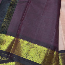 Geva with Dark Coffee Brown Korvai Handwoven Pure Jari Kanjivaram Silk Saree with rich annapakshis woven beautiful borders gorgeous and finely woven pallu and contrast woven blouse