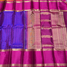Traditional Royal Blue with Magenta Mubbakam 1000 Buttas Style woven Handwoven Pure Kanjivaram Silk Saree Beauty