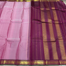 Nayaki- Gorgeous Lotus Pink with Dark magenta Small borders Handwoven Pure Jari Kanjivaram Silk with small borders rich pallu and contrast woven blouse