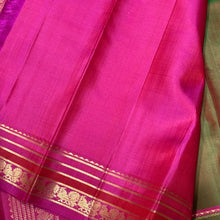 Manthulir Green with Magenta Pink Buttas Handwoven Pure Kanjivaram Silk Saree with beautiful borders rich pallu and contrast woven blouse beauty