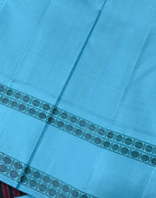 Saraswati- Gorgeous Deep Maroon and Black with Sky Blue Premium Zariless Handwoven Pure Korvai Kanjivaram Silk Saree with beautiful striped body lovely rettapet rudrakshas woven borders rich classic seer pallu and contrast woven blouse