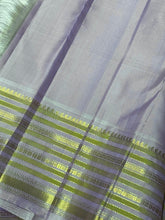 Mesmerising Pastel Grape Green with Lavendar Handwoven Kai Korvai Kanjivaram Silk Saree with rich varisaipet borders rich pallu and contrast woven blouse beauty