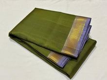 Parrot Green with Lavendar Handwoven Pure Light Weight Kanjivaram Silk Saree Beauty