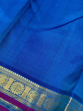 Peacock Green Blue with Blue Buttas Small borders Handwoven Pure Jari Kanjivaram Silk Saree Beauty