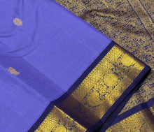 Vaibhogam- Vintage Recreation-  Lavendar with Navy Blue Handwoven Pure 2g Jari Korvai Vairaoosi with Buttas Kanjivaram Silk with beautiful borders rich  pallu and contrast woven vairaoosi blouse