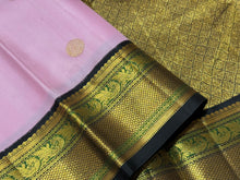 Soft Pink with Black Handwoven Pure Jari Korvai Kanjivaram Silk Saree Beauty