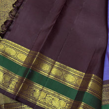 Sahana- Gorgeous December Poo with Coffee Brown Handwoven Pure 2g Jari Kanjivaram Silk with buttas woven body with beautiful borders rich and intricate pallu and contrast woven beautiful blouse