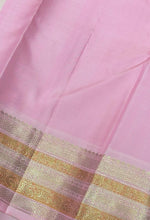 Vaibhogam- Beautiful Deep Purple with Baby Pink Handwoven Pure Jari Korvai Kanjivaram Silk with beautiful twisted gold and silver zari peacock motifs woven body with rich meenakari borders beautiful pallu and contrast woven blouse beauty