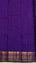 Sahana- Stunning  Burnt Orange with Purple Handwoven Pure Jari Kanjivaram Silk with Jari Veldhari Body with rich borders pallu and contrast woven blouse