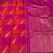 Unique Paidmadi Checks Multichecks with Peacock Buttas Handwoven Pure Jari Borderless Kanjivaram Silk Saree Beauty