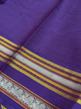 Offwhite with Purple Buttas Handwoven Pure Zariless Korvai Kanjivaram Silk Saree with temple borders beauty